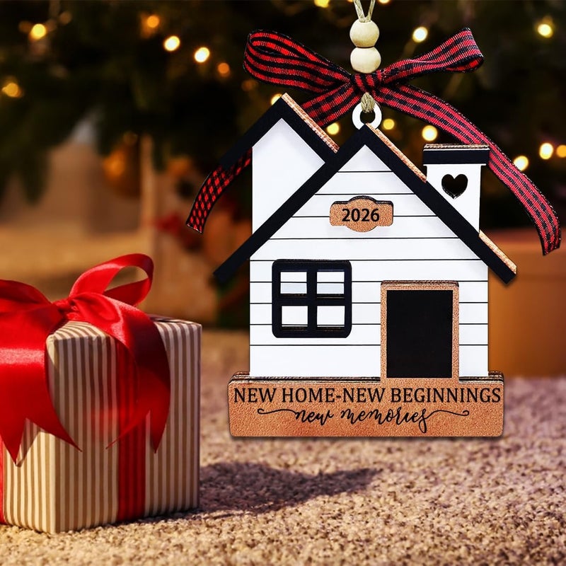 JUNQIU US New Home Ornament 2026- Housewarming Gifts New Home, New House New Beginning, House Warming Gift for Women, Couple, homeowners, New Home Gift Ideas - First Home Christmas Ornament 2026 - Image 2